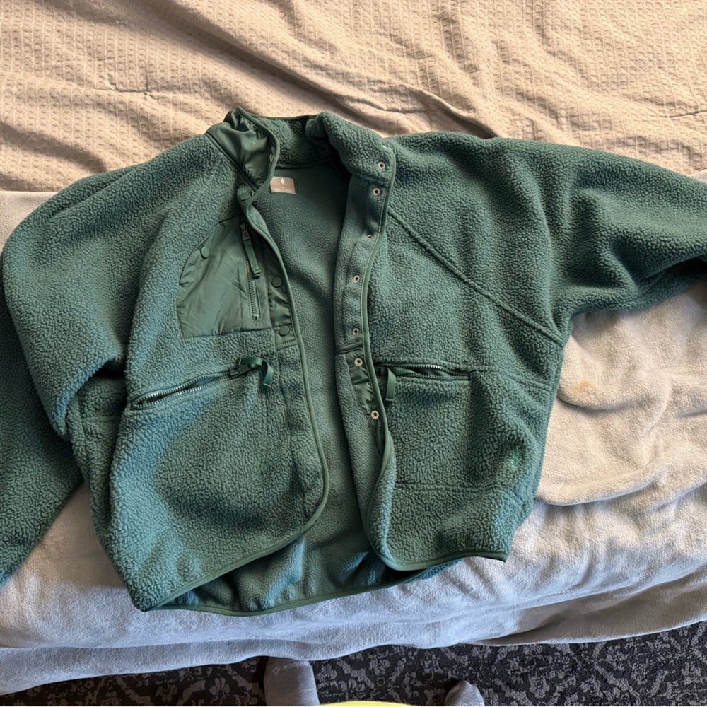 Free People Green Fleece Jacket, women’s xl